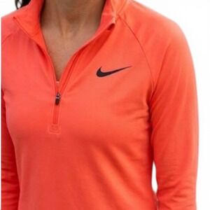 Nike Court Dri-FIT Quarter Zip Pullover Coral Orange Sz L tennis pickleball neon